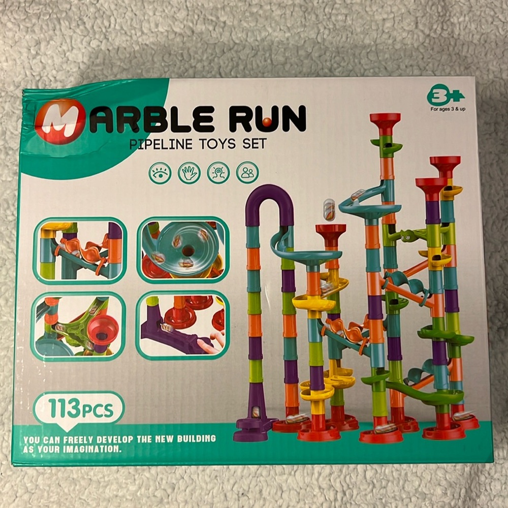 Marble Run Pipeline Toy Set, Educational STEM Toy for Kids- 113 Pieces